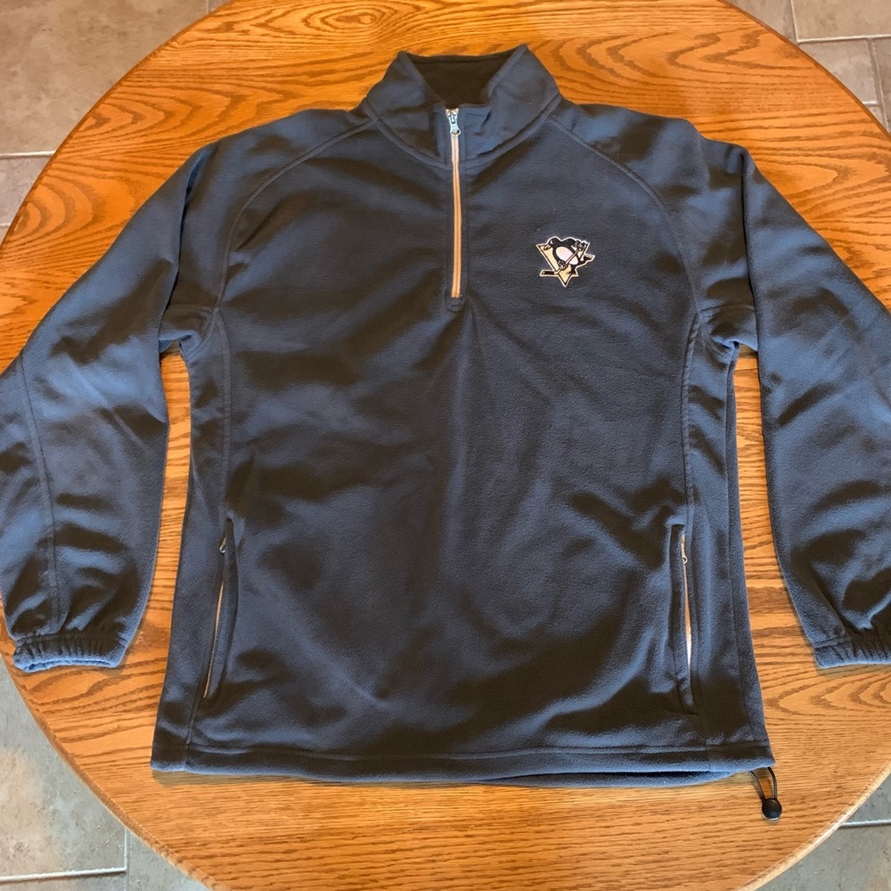 Mens Size Large NHL Pittsburgh Penguins Quarter Zip Polartec EUC,Smoke free home
